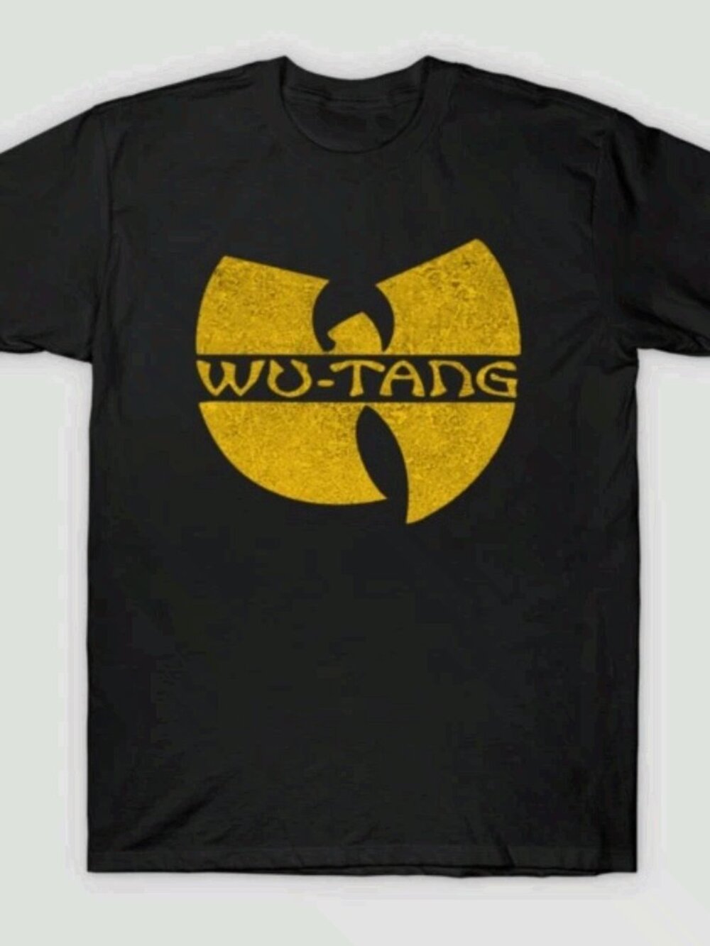 Wu-Tang Clan Yellow Distressed Logo Hip Hop Rap Black T-Shirt